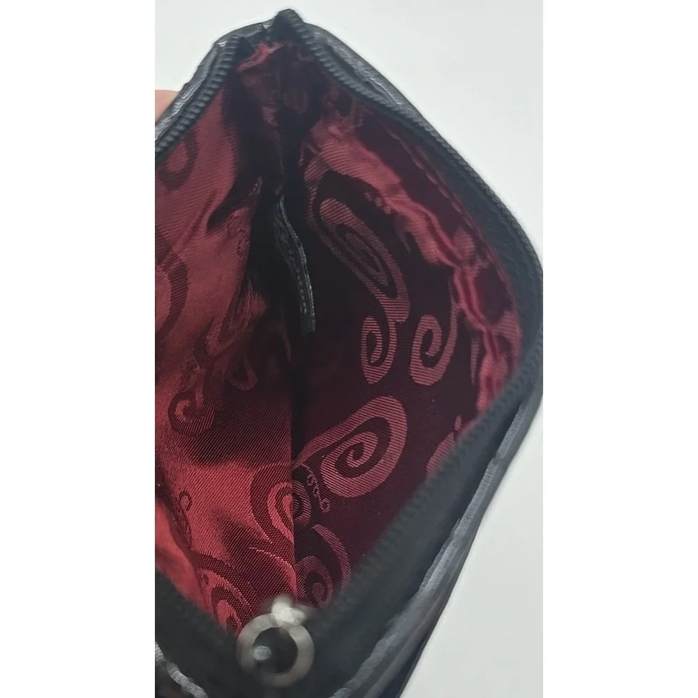 BRIGHTON Small Black Patent Leather SILVER ADORNED Shoulder Bag Cross Body - Picture 5 of 10